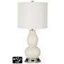 Off-White Drum Gourd Lamp - Outlets and USB in Vanilla Metallic