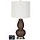 Off-White Drum Gourd Table Lamp - 2 Outlets and USB in Carafe