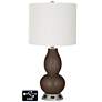 Off-White Drum Gourd Table Lamp - 2 Outlets and USB in Carafe