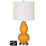 Off-White Drum Gourd Table Lamp - 2 Outlets and USB in Carnival