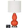 Off-White Drum Gourd Table Lamp - 2 Outlets and USB in Daredevil