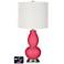 Off-White Drum Gourd Table Lamp - 2 Outlets and USB in Eros Pink