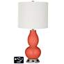 Off-White Drum Gourd Table Lamp - 2 Outlets and USB in Koi