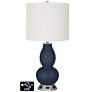Off-White Drum Gourd Table Lamp - 2 Outlets and USB in Naval