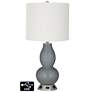 Off-White Drum Gourd Table Lamp - 2 Outlets and USB in Software