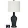 Off-White Drum Jug Lamp - 2 Outlets and 2 USBs in Black of Night