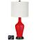 Off-White Drum Jug Lamp - 2 Outlets and 2 USBs in Bright Red