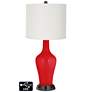 Off-White Drum Jug Lamp - 2 Outlets and 2 USBs in Bright Red