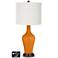 Off-White Drum Jug Lamp - 2 Outlets and 2 USBs in Cinnamon Spice