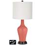 Off-White Drum Jug Lamp - 2 Outlets and 2 USBs in Coral Reef