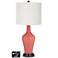 Off-White Drum Jug Lamp - 2 Outlets and 2 USBs in Coral Reef