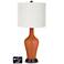 Off-White Drum Jug Lamp - 2 Outlets and 2 USBs in Robust Orange