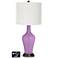 Off-White Drum Jug Lamp - 2 Outlets and USB in African Violet
