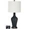 Off-White Drum Jug Lamp - 2 Outlets and USB in Black of Night