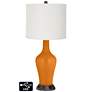 Off-White Drum Jug Lamp - 2 Outlets and USB in Cinnamon Spice