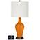 Off-White Drum Jug Lamp - 2 Outlets and USB in Cinnamon Spice
