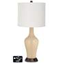 Off-White Drum Jug Lamp - 2 Outlets and USB in Colonial Tan