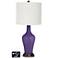 Off-White Drum Jug Lamp - 2 Outlets and USB in Izmir Purple