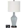 Off-White Drum Jug Lamp - 2 Outlets and USB in Uncertain Gray