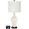 Off-White Drum Jug Lamp - Outlets and USB in West Highland White