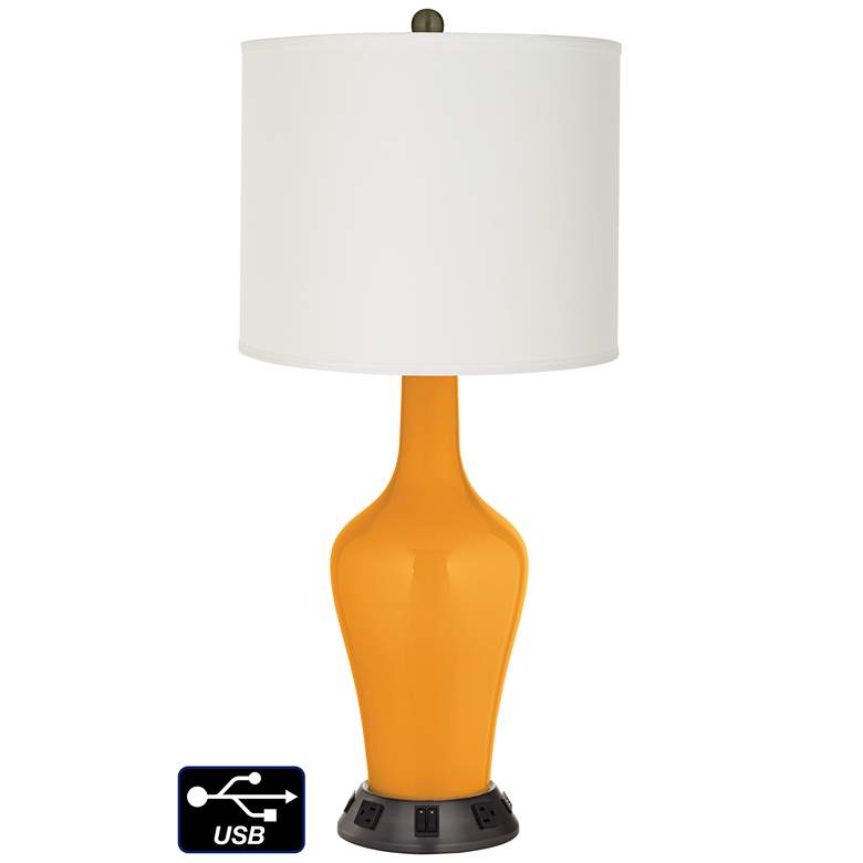 Image 1 Off-White Drum Jug Table Lamp - 2 Outlets and 2 USBs in Carnival