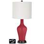 Off-White Drum Jug Table Lamp - 2 Outlets and 2 USBs in Samba