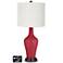 Off-White Drum Jug Table Lamp - 2 Outlets and 2 USBs in Samba