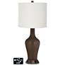Off-White Drum Jug Table Lamp - 2 Outlets and USB in Carafe