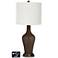 Off-White Drum Jug Table Lamp - 2 Outlets and USB in Carafe
