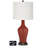 Off-White Drum Jug Table Lamp - 2 Outlets and USB in Madeira