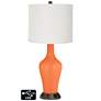 Off-White Drum Jug Table Lamp - 2 Outlets and USB in Nectarine