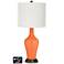 Off-White Drum Jug Table Lamp - 2 Outlets and USB in Nectarine