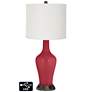 Off-White Drum Jug Table Lamp - 2 Outlets and USB in Samba