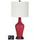 Off-White Drum Jug Table Lamp - 2 Outlets and USB in Samba