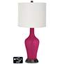 Off-White Drum Jug Table Lamp - 2 Outlets and USB in Vivacious