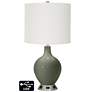 Off-White Drum Lamp - 2 Outlets and USB in Deep Lichen Green