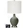 Off-White Drum Lamp - 2 Outlets and USB in Deep Lichen Green