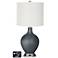 Off-White Drum Lamp - 2 Outlets and USB in Gunmetal Metallic