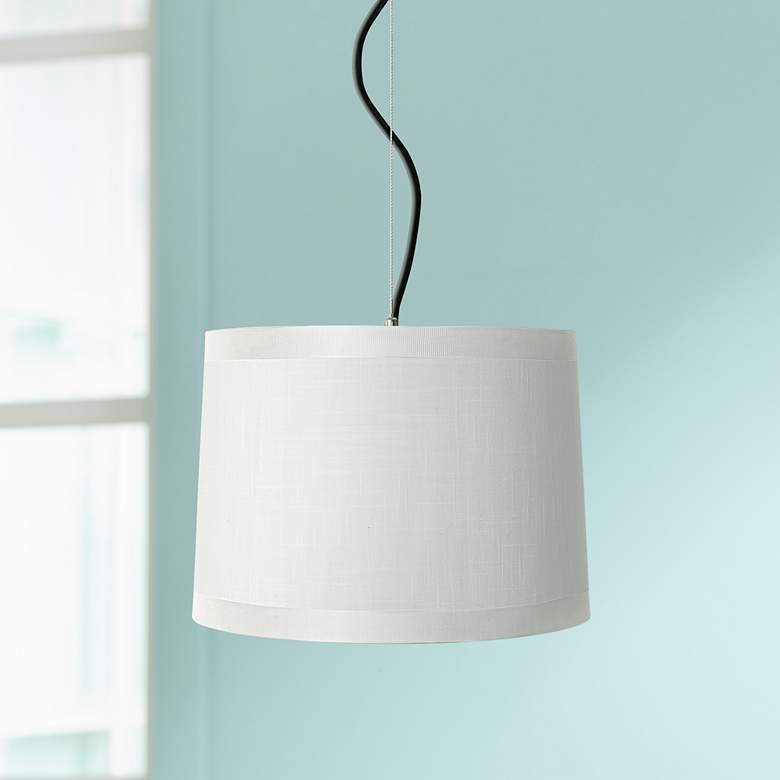 Image 1 Off-White Drum Shade 14" Wide Pendant Light