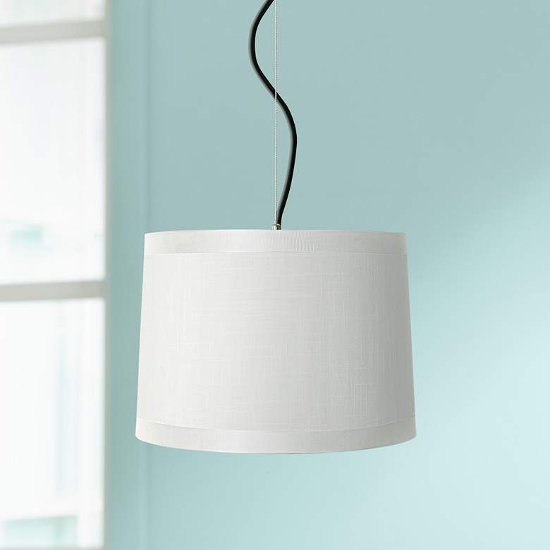 Image 1 Off-White Drum Shade 14 inch Wide Pendant Light