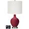 Off-White Drum Table Lamp - 2 Outlets and USB in Antique Red