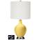 Off-White Drum Table Lamp - 2 Outlets and USB in Daffodil