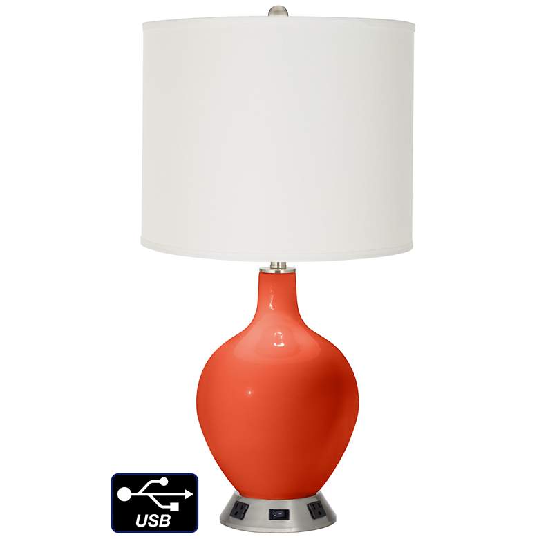 Image 1 Off-White Drum Table Lamp - 2 Outlets and USB in Daredevil