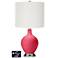 Off-White Drum Table Lamp - 2 Outlets and USB in Eros Pink