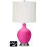 Off-White Drum Table Lamp - 2 Outlets and USB in Fuchsia
