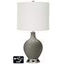 Off-White Drum Table Lamp - 2 Outlets and USB in Gauntlet Gray