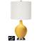 Off-White Drum Table Lamp - 2 Outlets and USB in Goldenrod