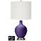 Off-White Drum Table Lamp - 2 Outlets and USB in Izmir Purple