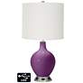 Off-White Drum Table Lamp - 2 Outlets and USB in Kimono Violet