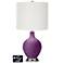 Off-White Drum Table Lamp - 2 Outlets and USB in Kimono Violet